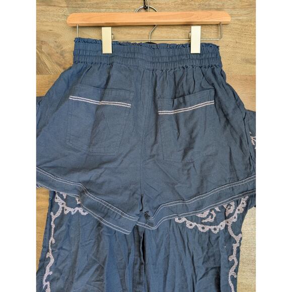 Free People Sedona Short Set Women XS Navy Combo Short Sleeve Button Up NWT - Picture 3 of 7